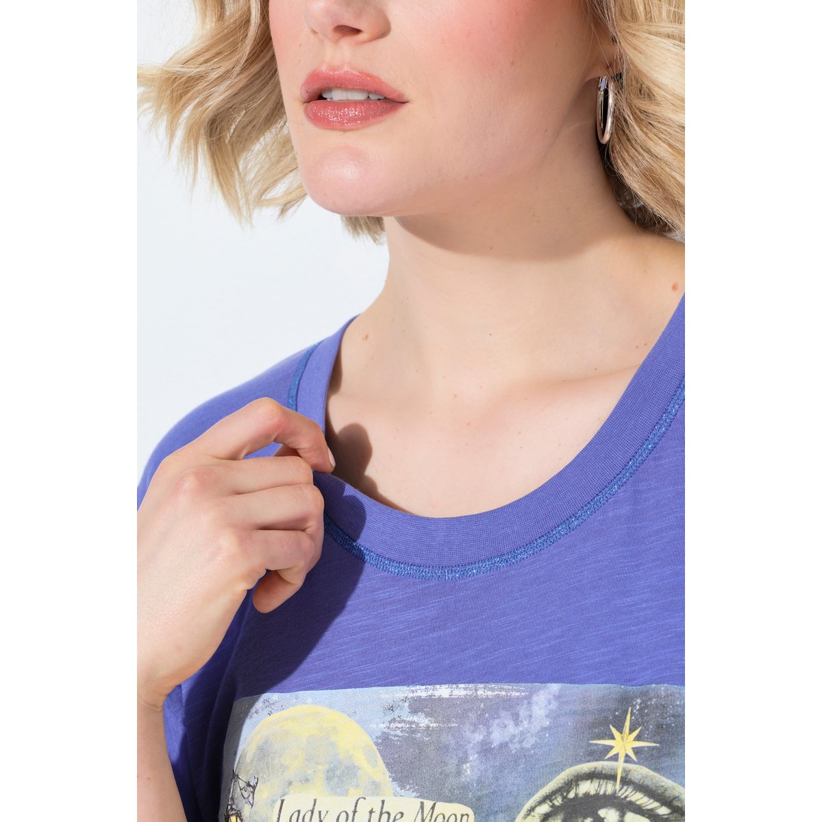 T-shirt oversize à col rond et lavande, ULLA POPKEN