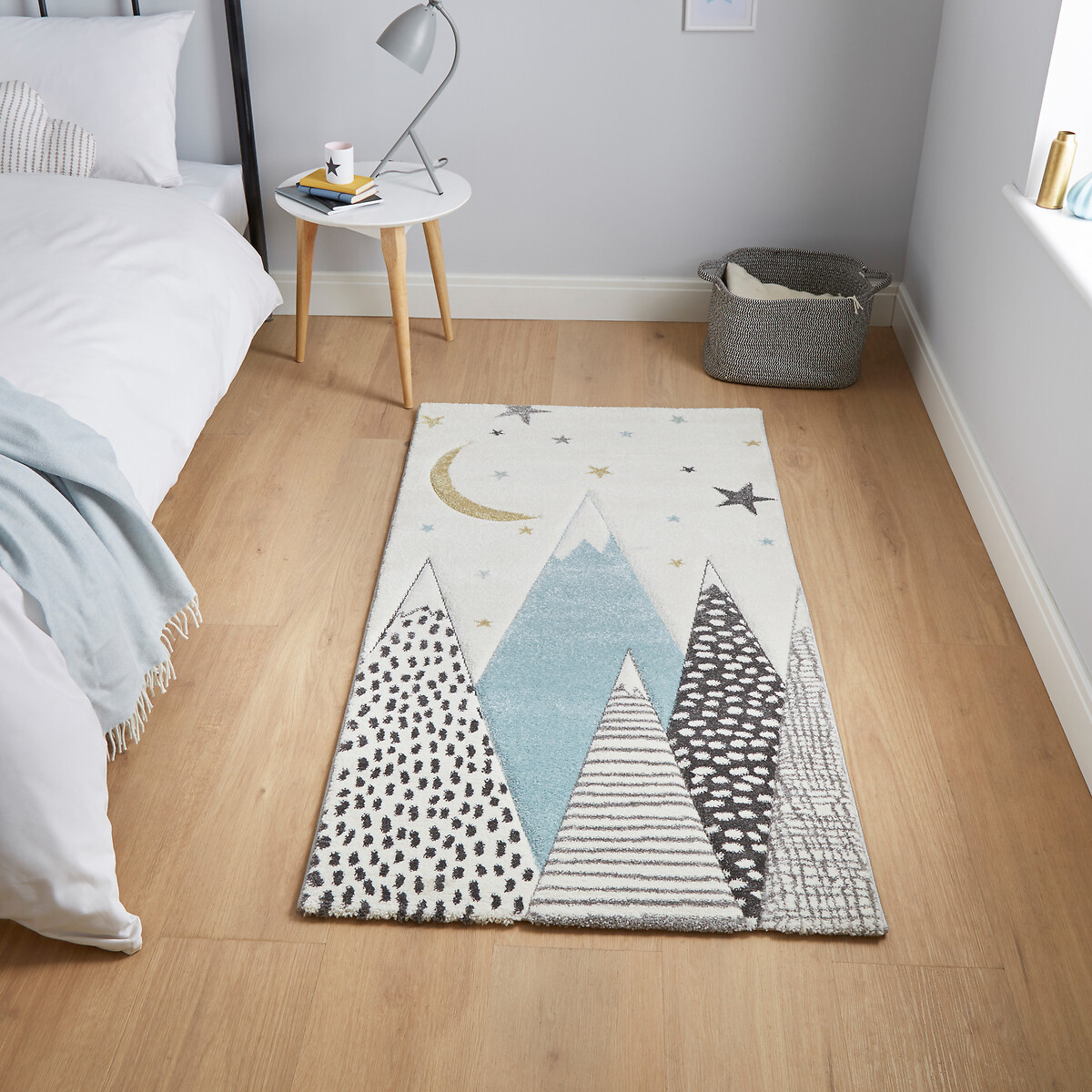 Kids Starry Night Scene Patterned Rug blue, SO'HOME