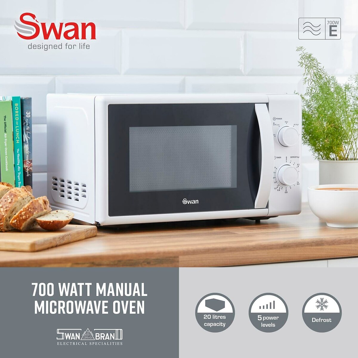 700W Manual Microwave - SM4420 white, SWAN