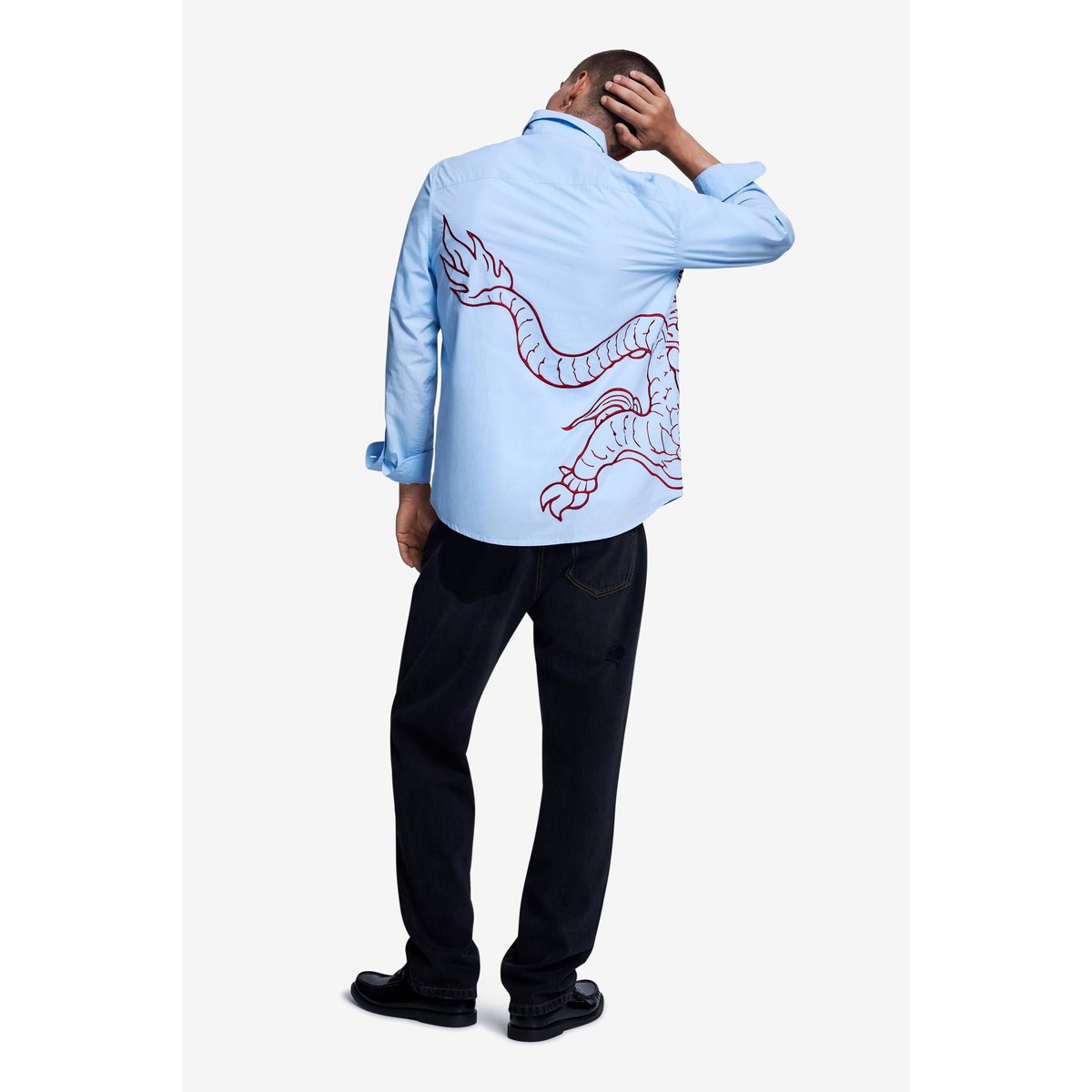 Chemise brodée dragon bleu, DESIGUAL