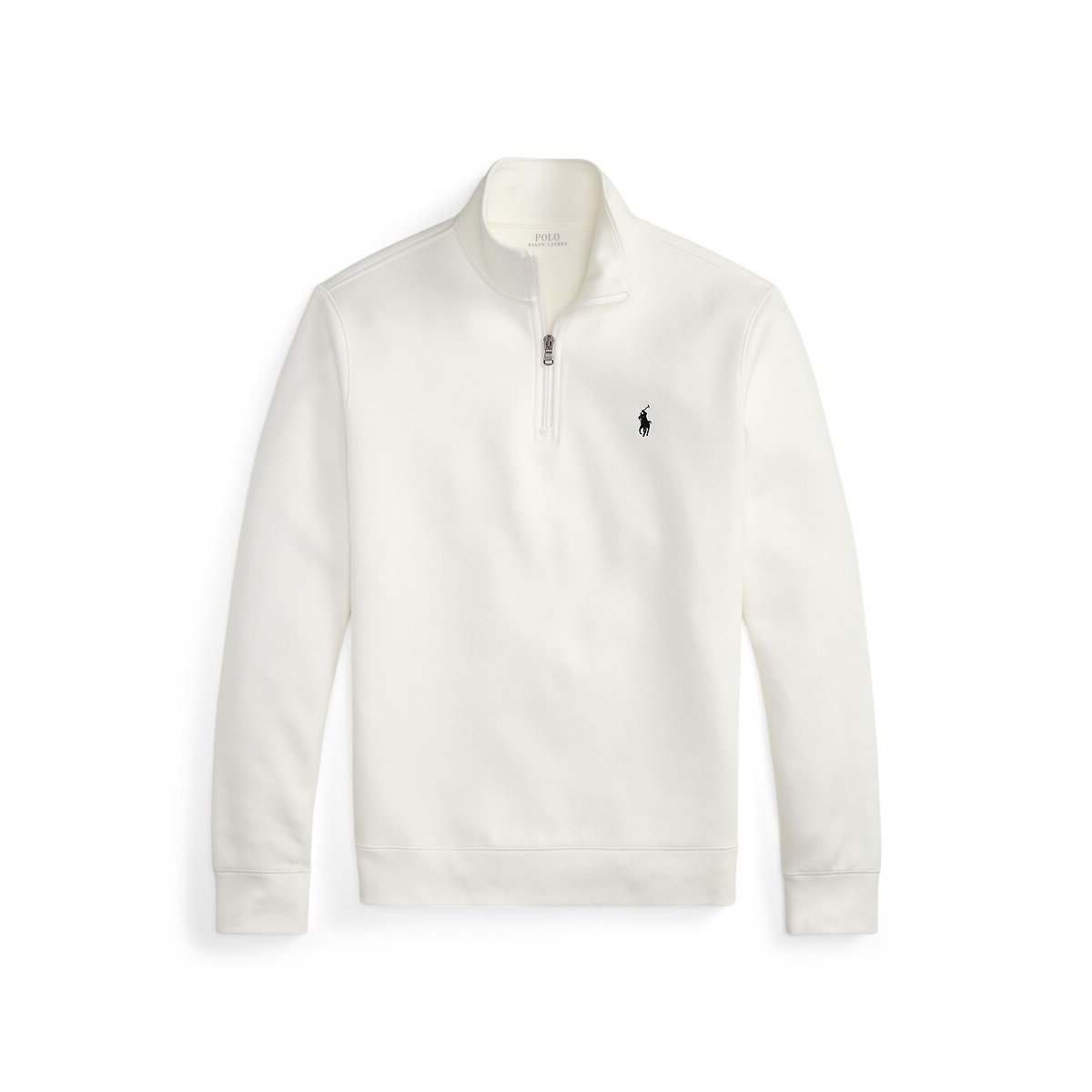 Pull quart zippé en maille double blanc, POLO RALPH LAUREN