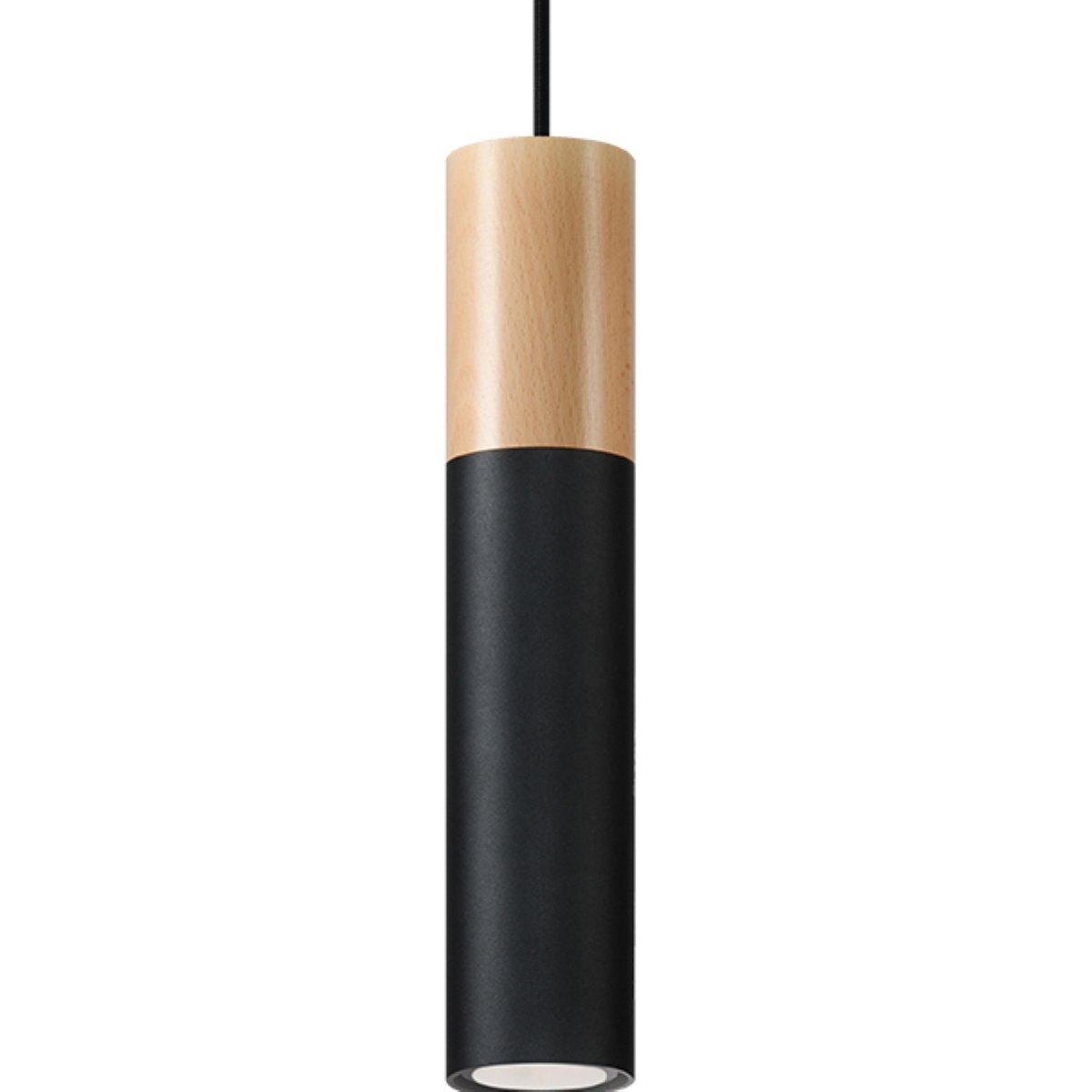 Suspension Acier Bois Naturel/Noir GU10 1 Pablo marron, EDEN
