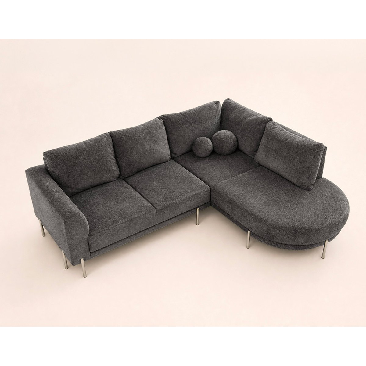 Canapé d'Angle droit 4 places - GABIN gris, BEST MOBILIER