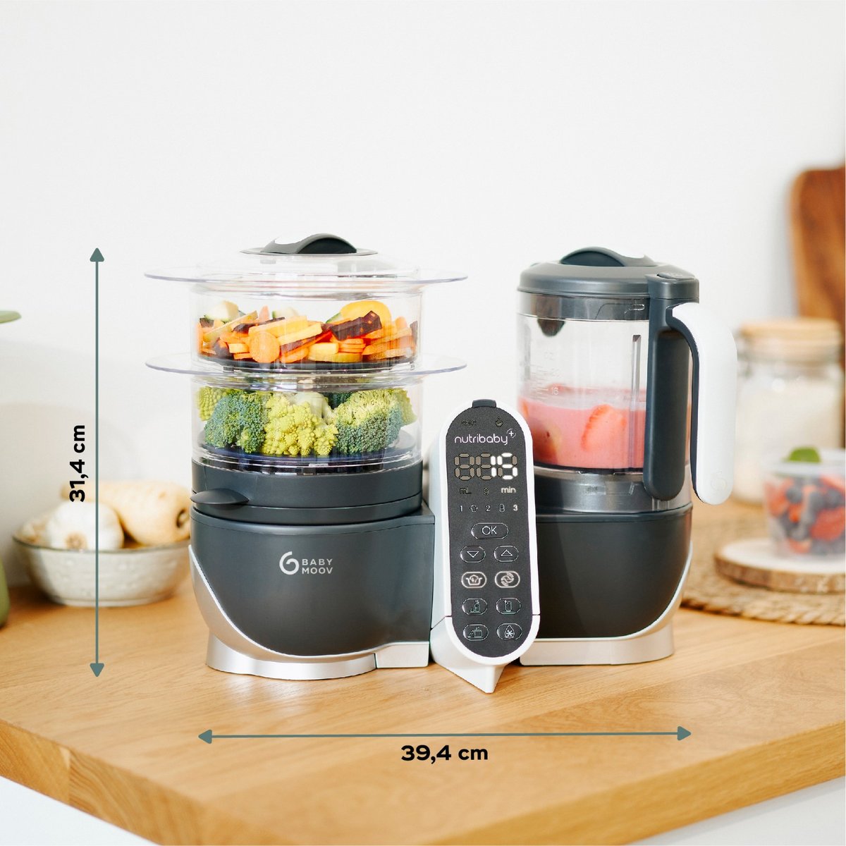 Robot cuiseur multifonction Nutribaby plus gris, BABYMOOV