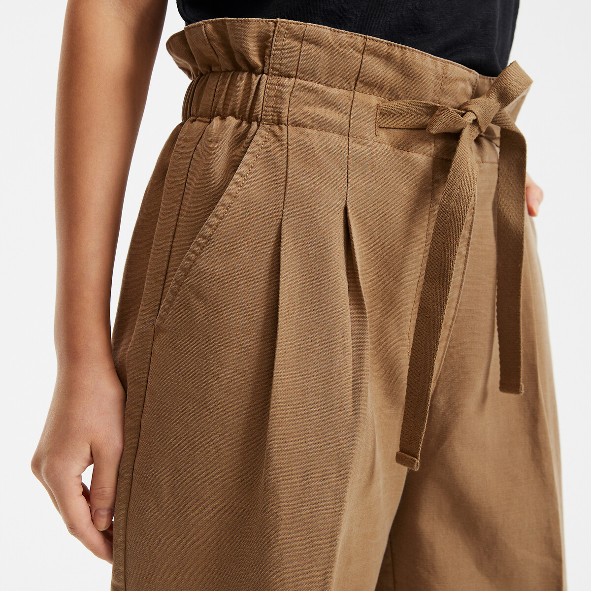 High Waist Carrot Trousers dark beige, LA REDOUTE COLLECTIONS