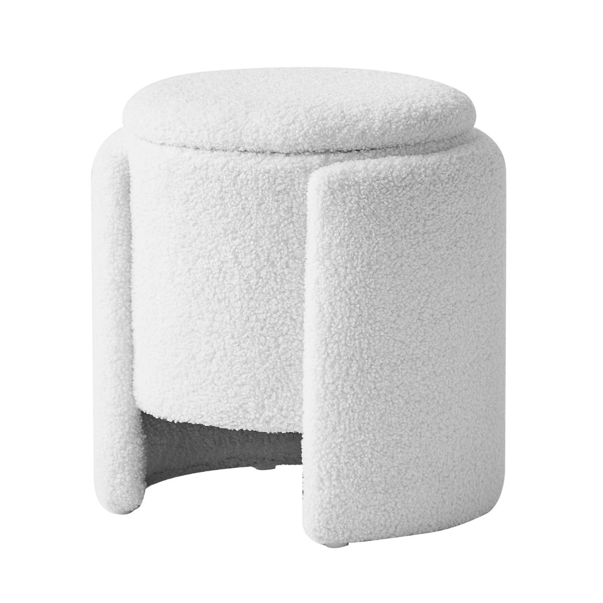 Pouf bouclette avec rangement, MOSS blanc cassé, NORDLYS