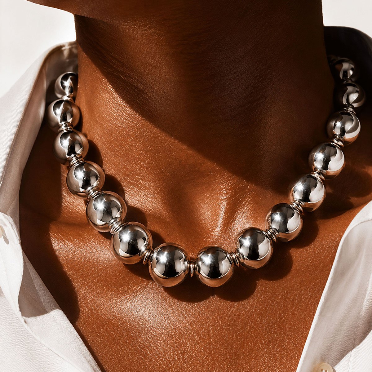 Collier de perles rondes NAOKI argenté, HIPANEMA