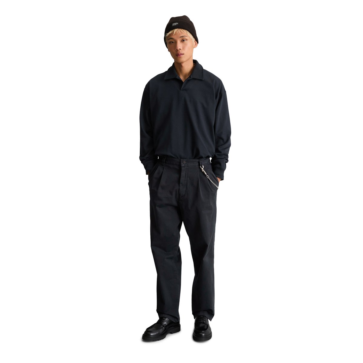 Sweat-shirt polo coupe classique en jersey interlock épais bleu, MARC O’POLO DENIM