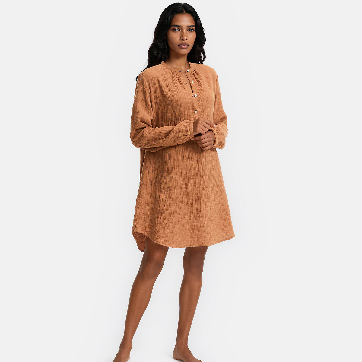 Signatures Margot Nightshirt in Cotton Muslin caramel             , LA REDOUTE COLLECTIONS