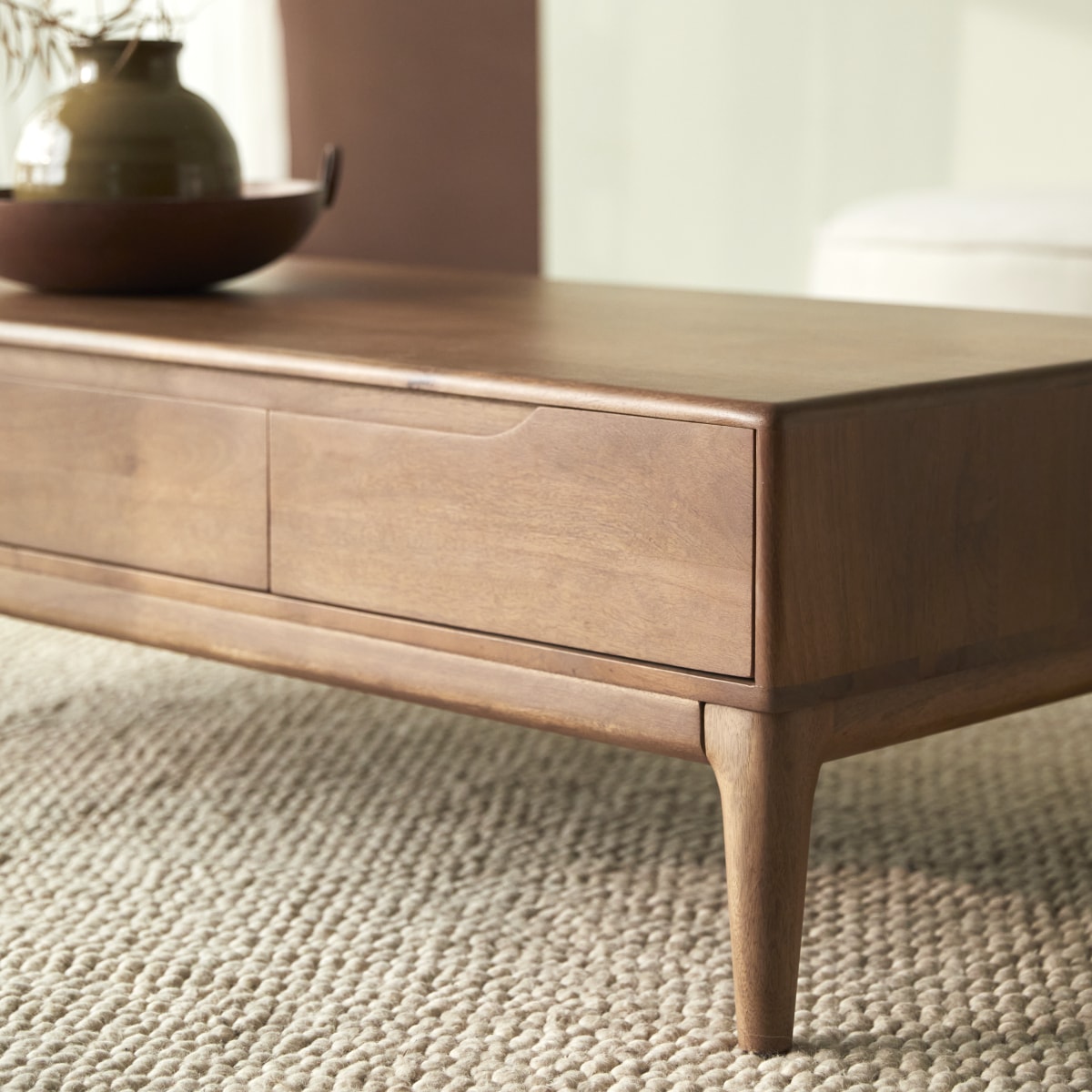Table basse en Manguier massif, GABRIELLE marron, TIKAMOON