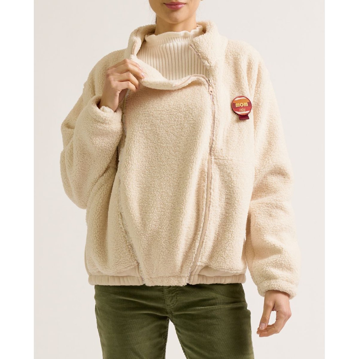 Veste polaire de grossesse et portage Sasha beige, CACHE COEUR