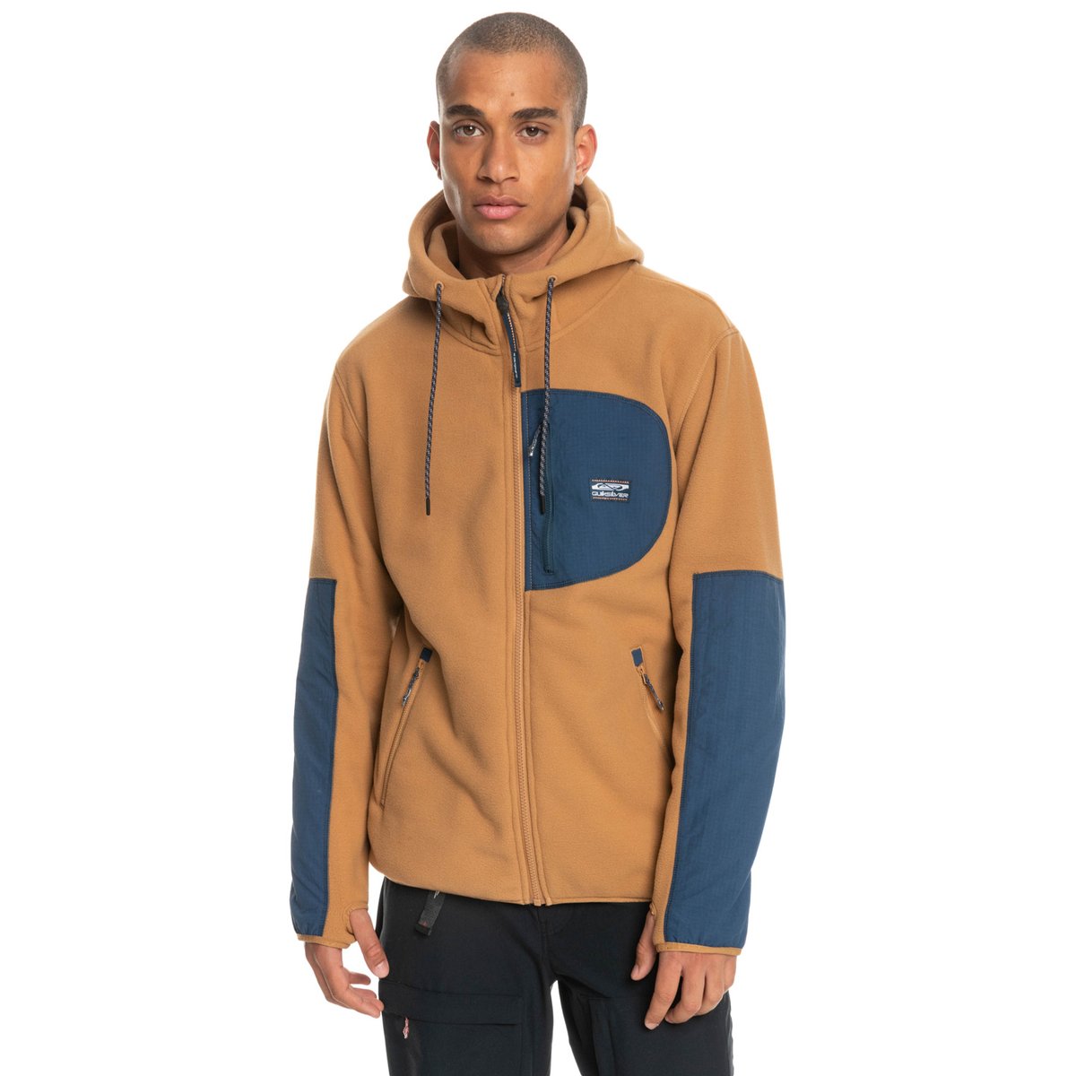 Sweat à capuche zippé DOWN TIME marron tobacco brown, QUIKSILVER