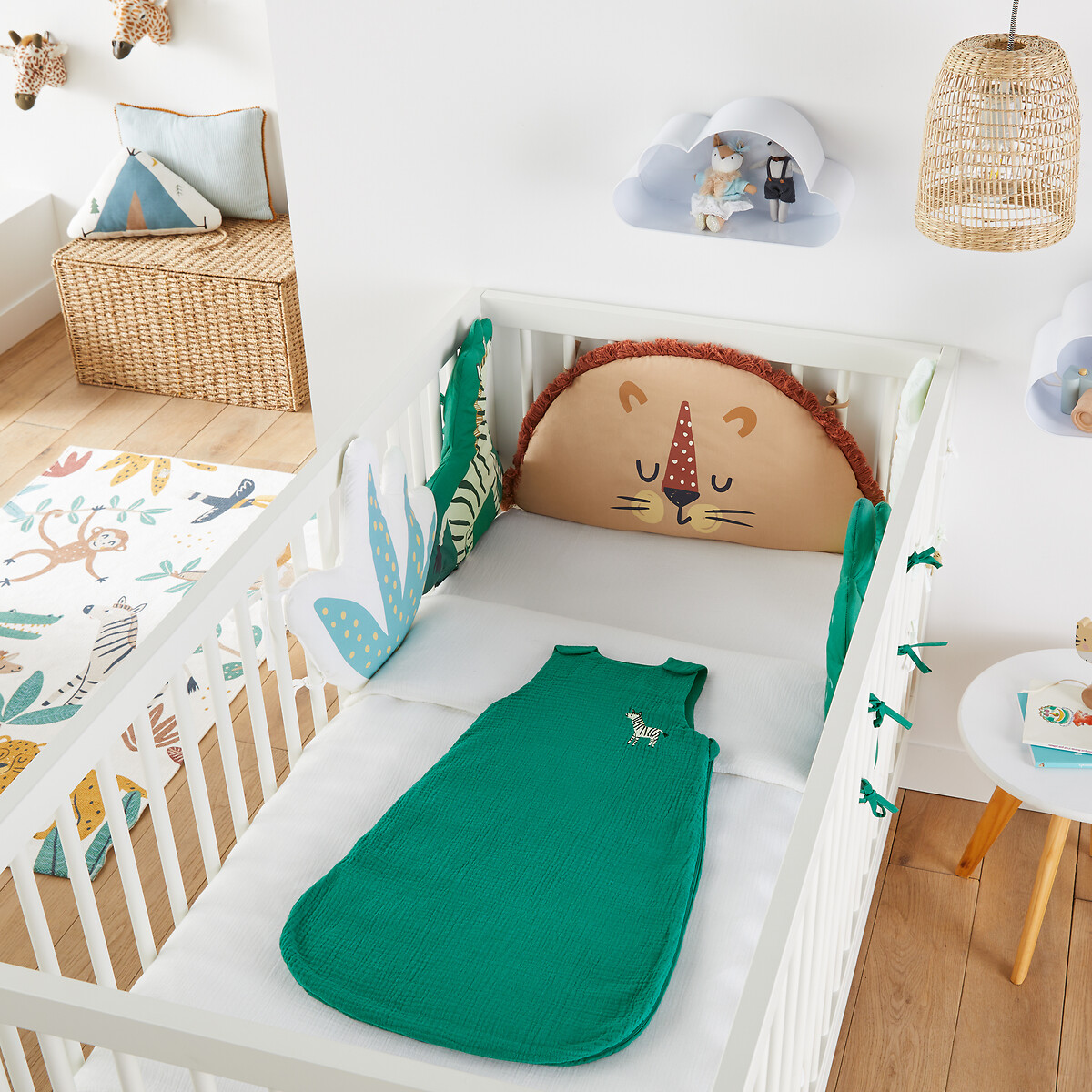Tour de lit modulable percale de coton, Junglito imprimé animal, LA REDOUTE INTERIEURS