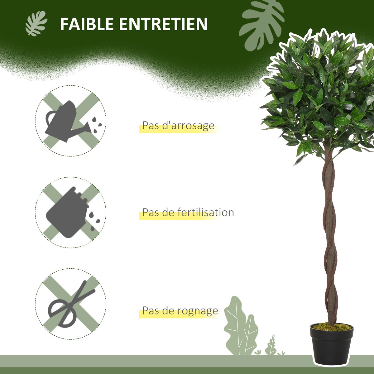 Plantes artificielles PE Vert vert, OUTSUNNY