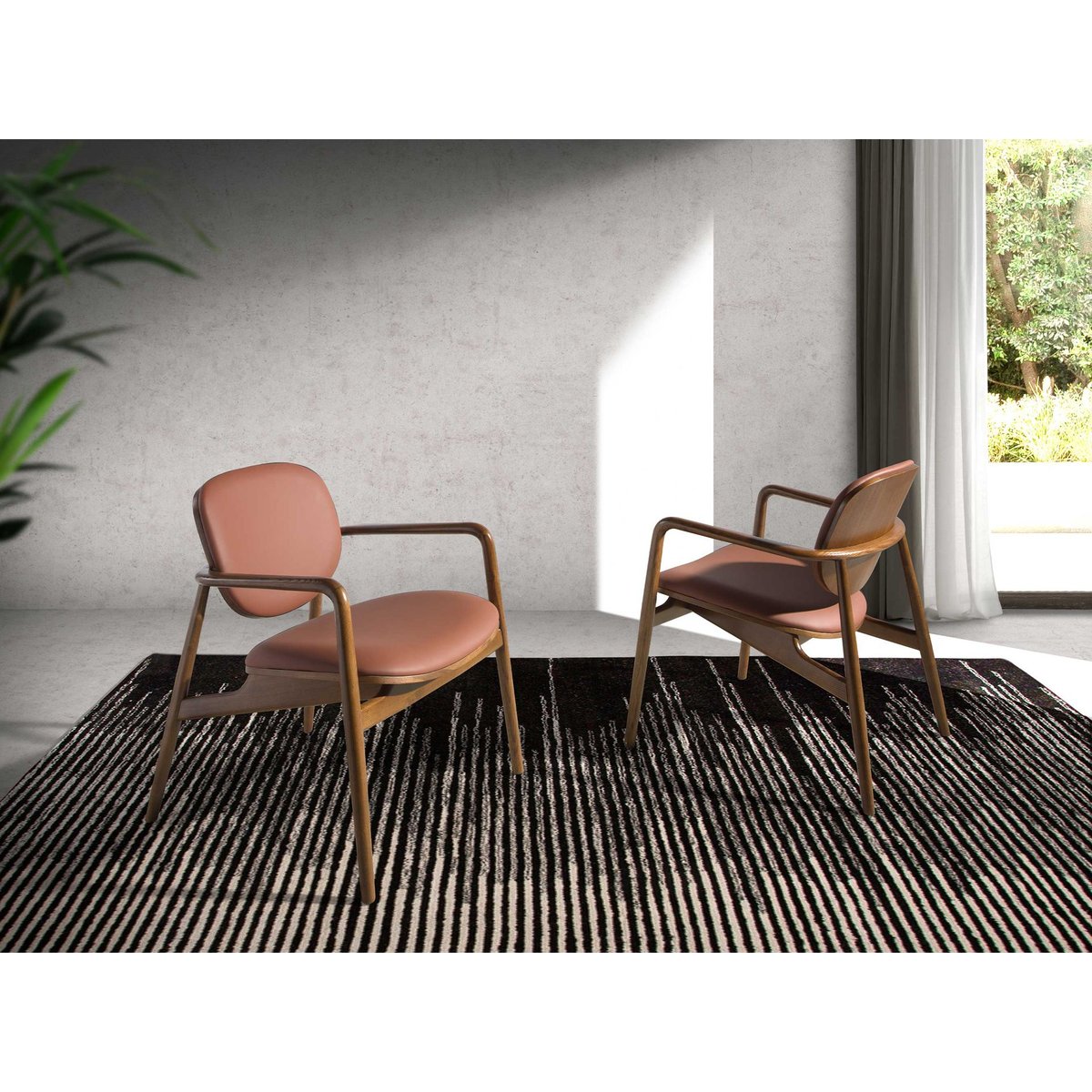 Fauteuil en similicuir taupe et noyer noyer | taupe, ANGEL CERDA