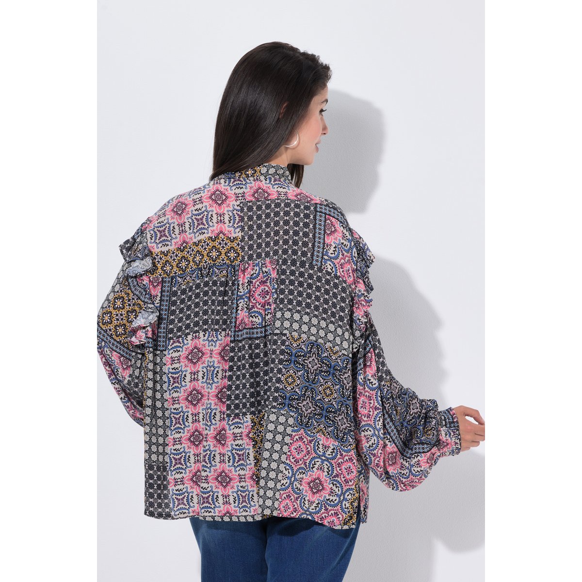 Blouse avec ruchés, coupe évasée moutarde, ULLA POPKEN
