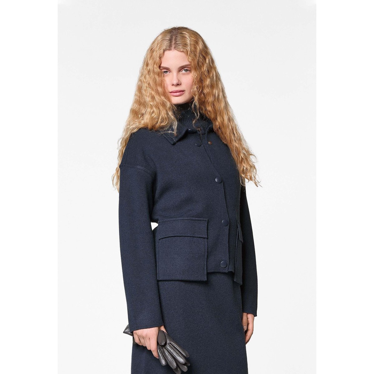Veste double face en laine bleu denim, RODIER