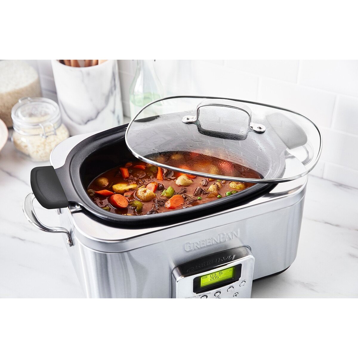 Elite 6L Slowcooker stainless steel, GREENPAN