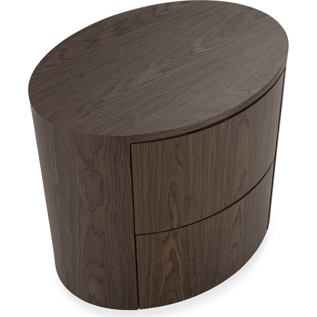 Table de chevet arrondie en bois marron foncé, RECOLLECTION