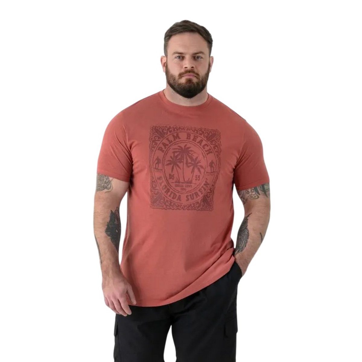 T-shirt manches courtes motif/style imprimé TITCHMARSH FLORIDA SURFIN rouge vif, DUKE