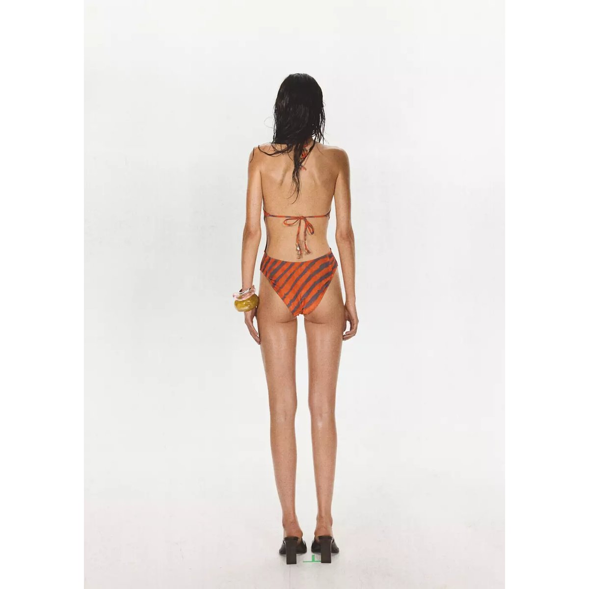 Maillot de bain halter imprimé animal orange, MANGO