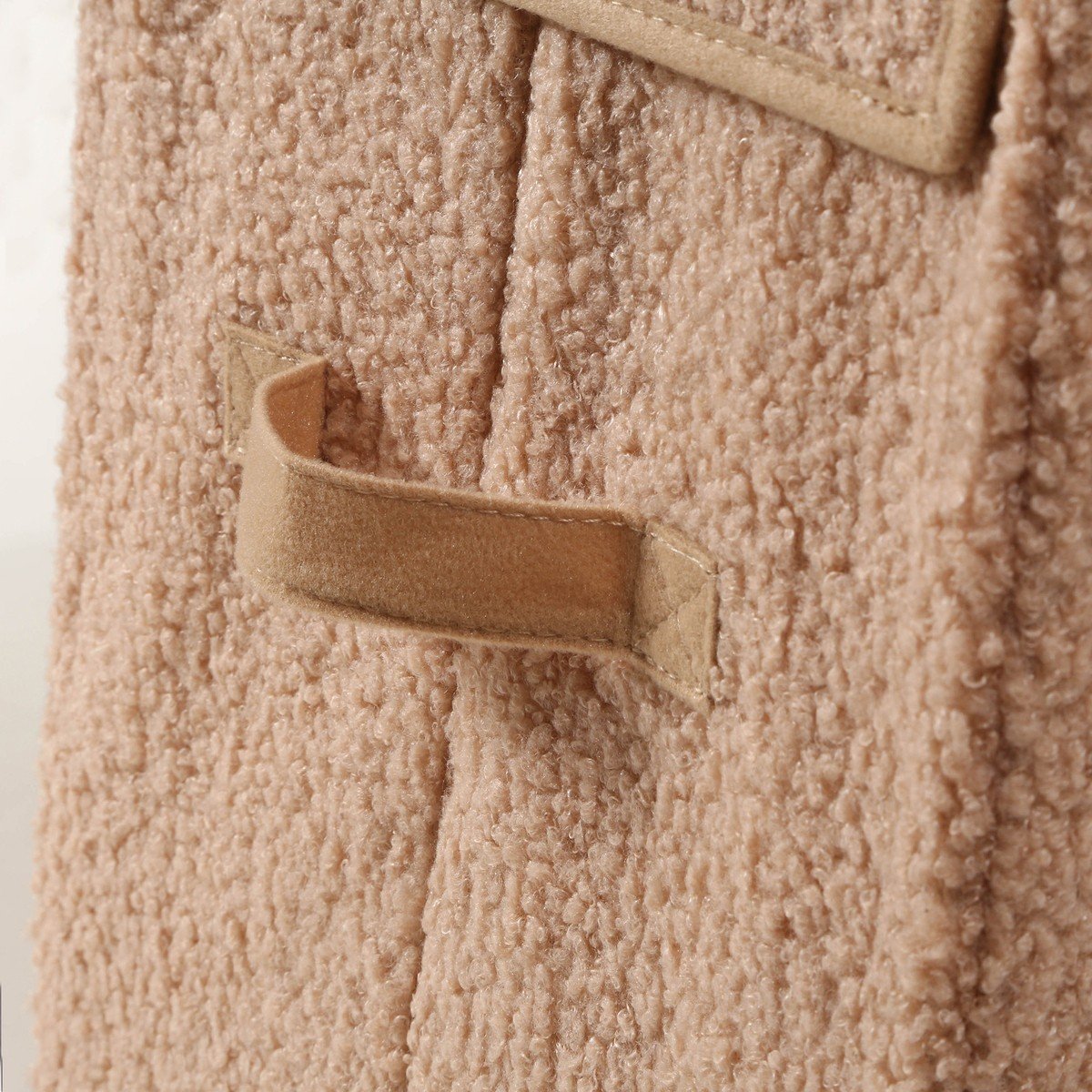 Boîte rangement haute avec couvercle tissu bouclette beige - H30 cm beige, CALICOSY