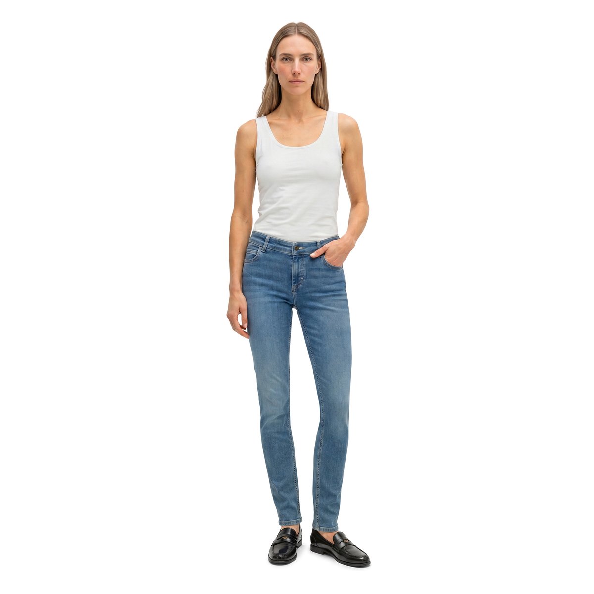 Jeans modèle Alby slim en Organic Cotton Stretch bleu, MARC O'POLO