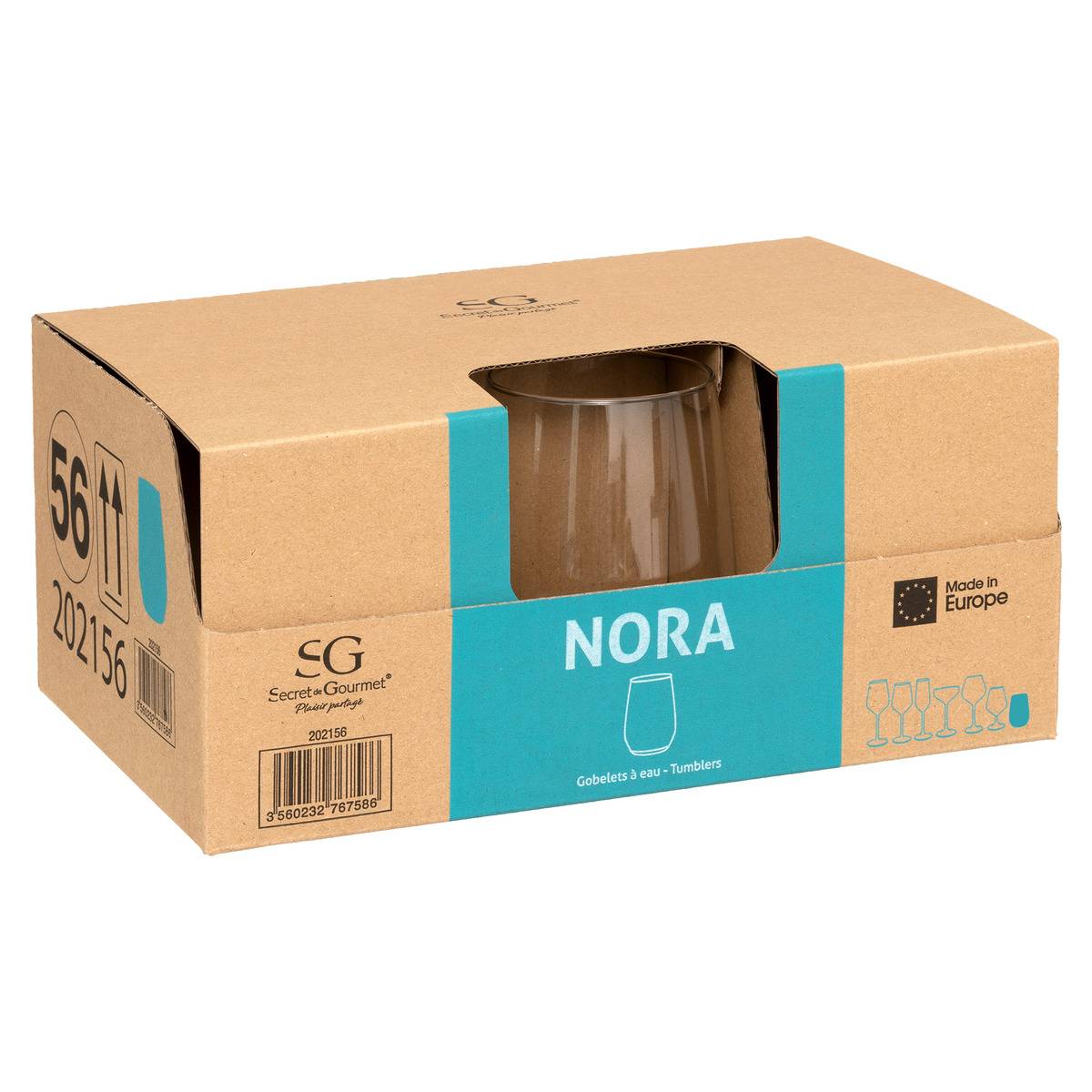 Lot de 6 verres en verre 45 cl NORA transparent, SECRET DE GOURMET