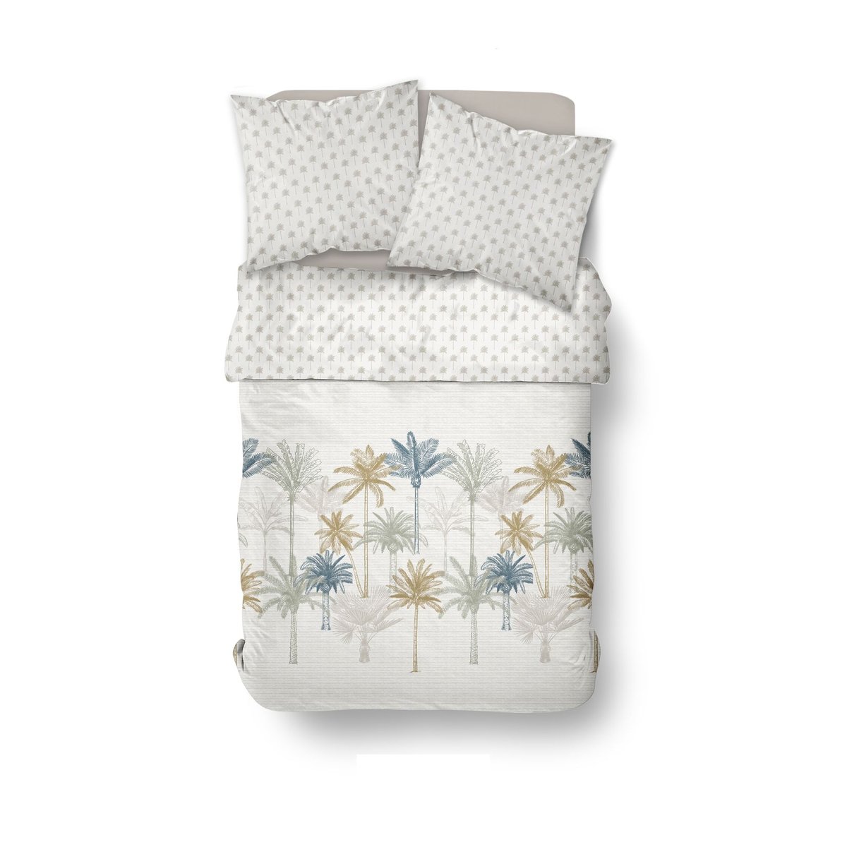 Parure de lit imprimé Hawaï Coton SUNSHINE DAPHNE blanc, TODAY
