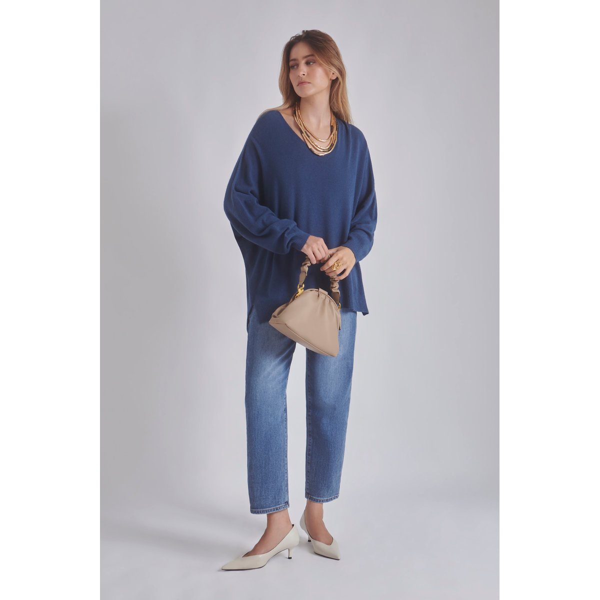 Pull maille fine YVAN bleu pétrole, BENOA