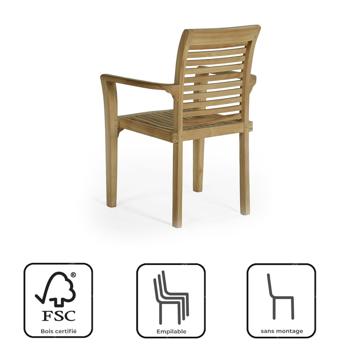 Fauteuil de jardin en teck massif Samoa naturel, TECK ATTITUDE