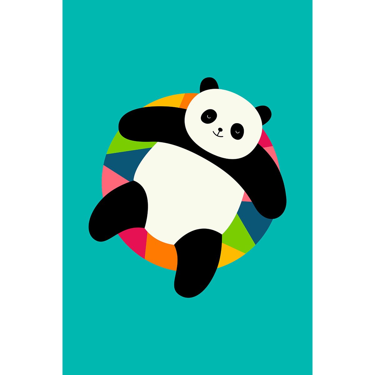 Tableau enfant pool party panda toile imprimée, HEXOA