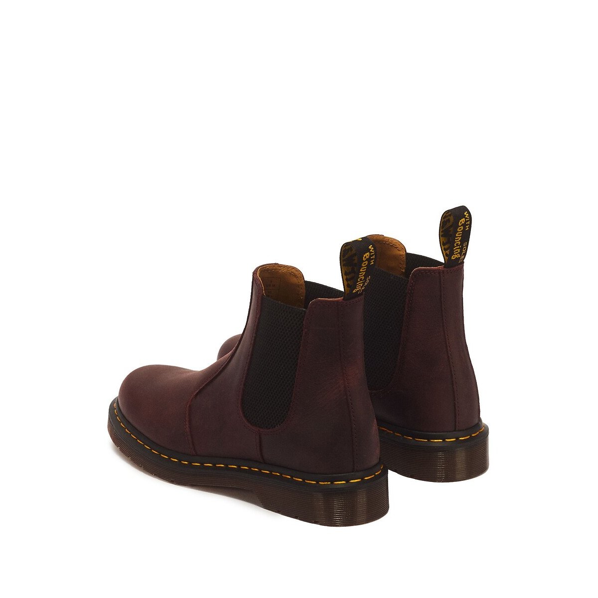 Boots chelsea 2976 YS en cuir Crazy Horse rouge foncé, DR. MARTENS