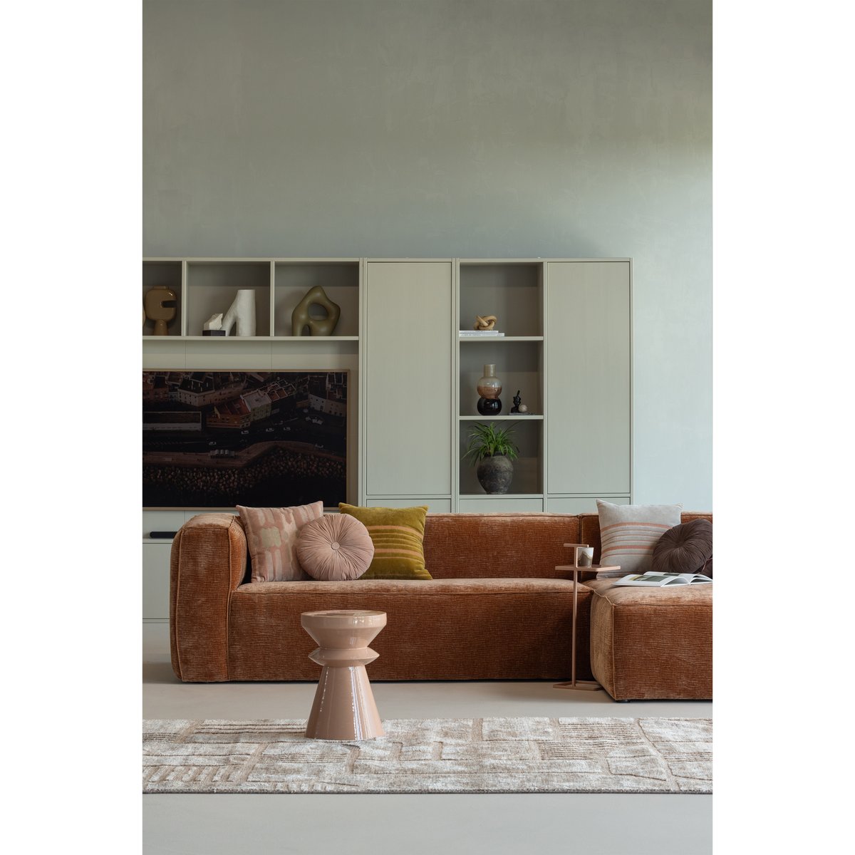 Armoire de rangement étroite en pin MEGGY dust, WOOOD