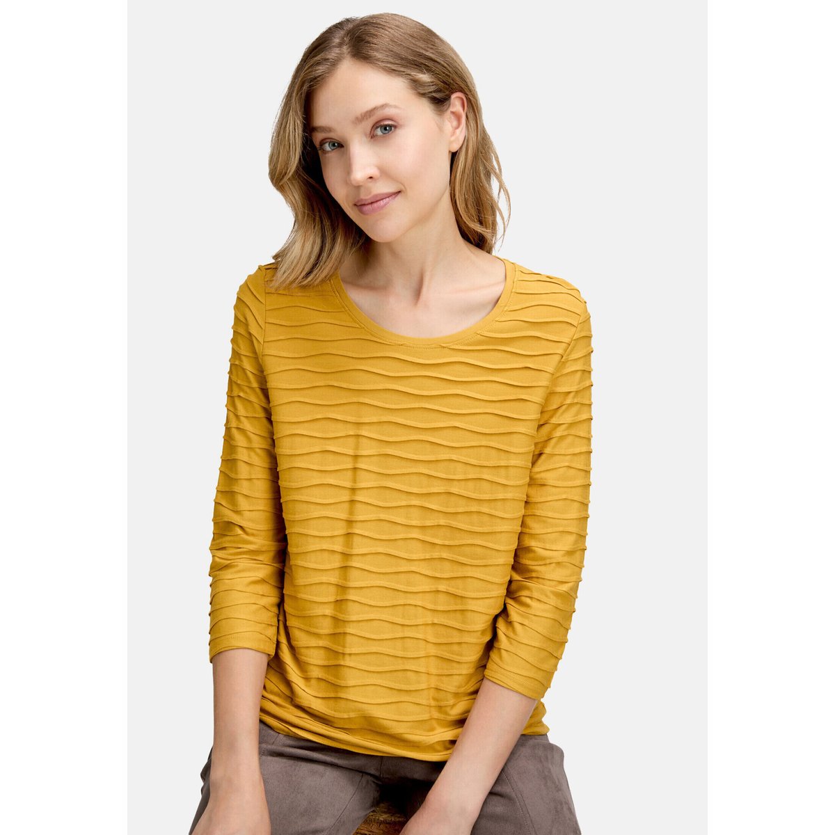 T-shirt basique de texture ondulée autumn gold, BETTY BARCLAY