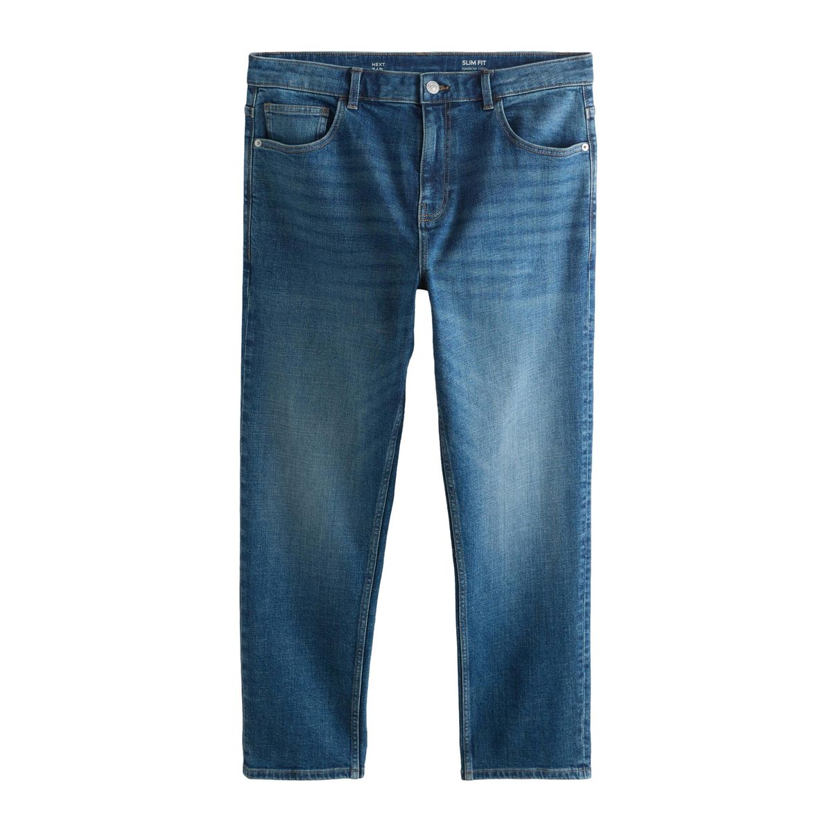 Jean stretch coupe slim classique bleu moyen à hachures croisées, NEXT