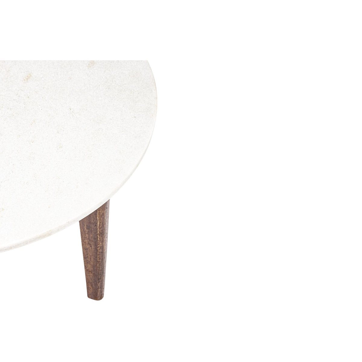 Table basse ronde vintage en manguier et marbre blanc D60 - BLANY blanc, HELLIN, DEPUIS 1862