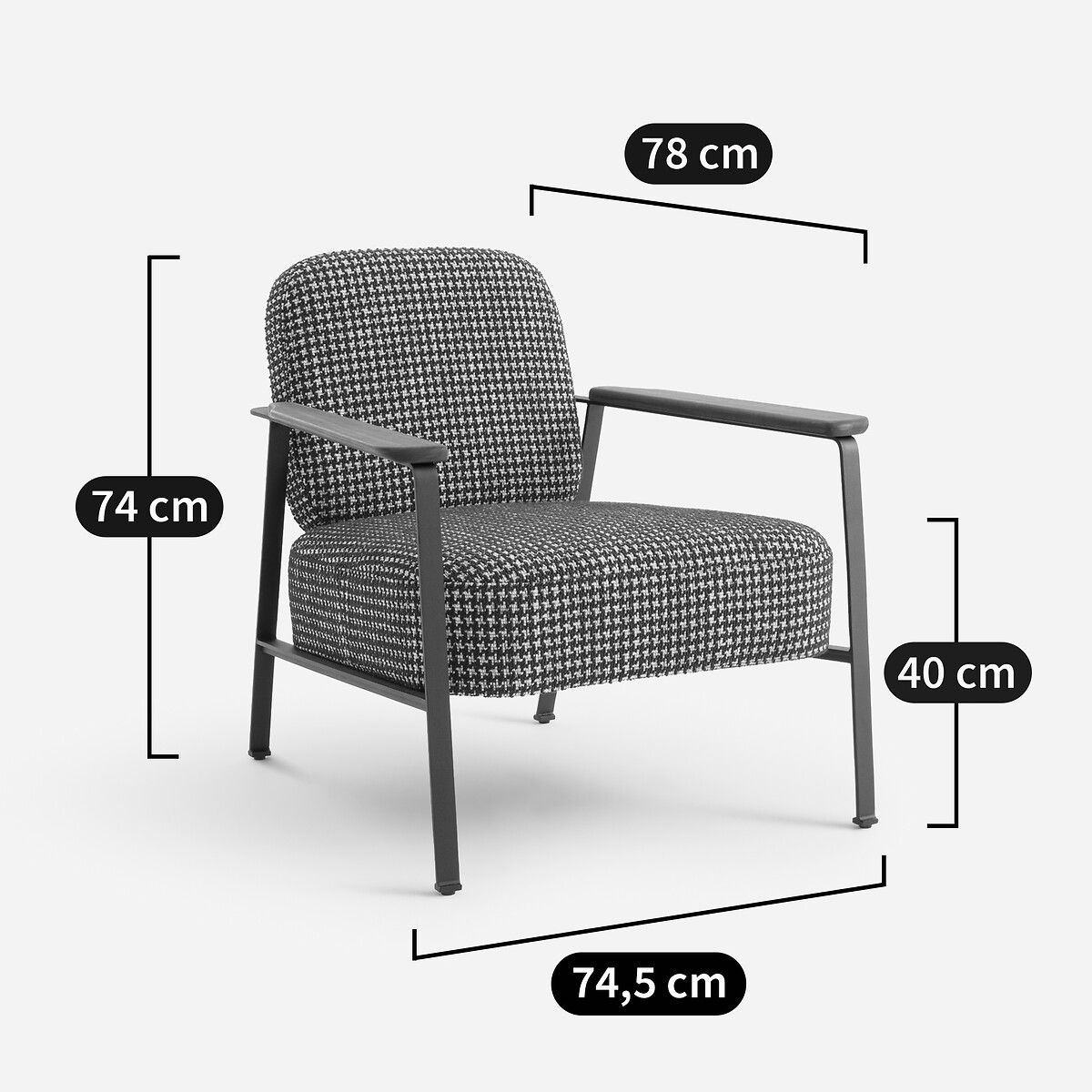 Fauteuil en métal et imprimé jacquard, ABRAXAS lie de vin, AM.PM