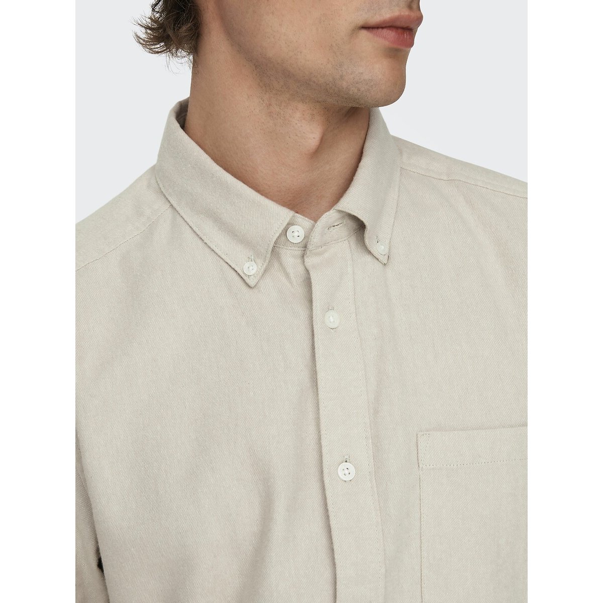Chemise slim beige clair, ONLY & SONS