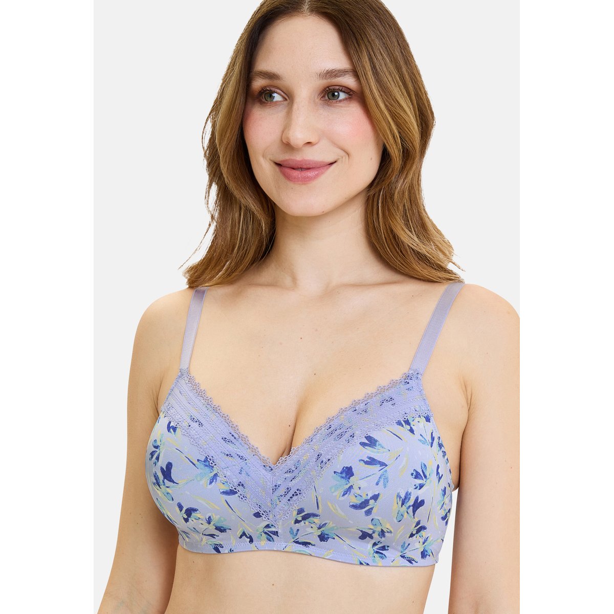 Brassière AGATHE FANTAISIE fleurs mauves, SANS COMPLEXE