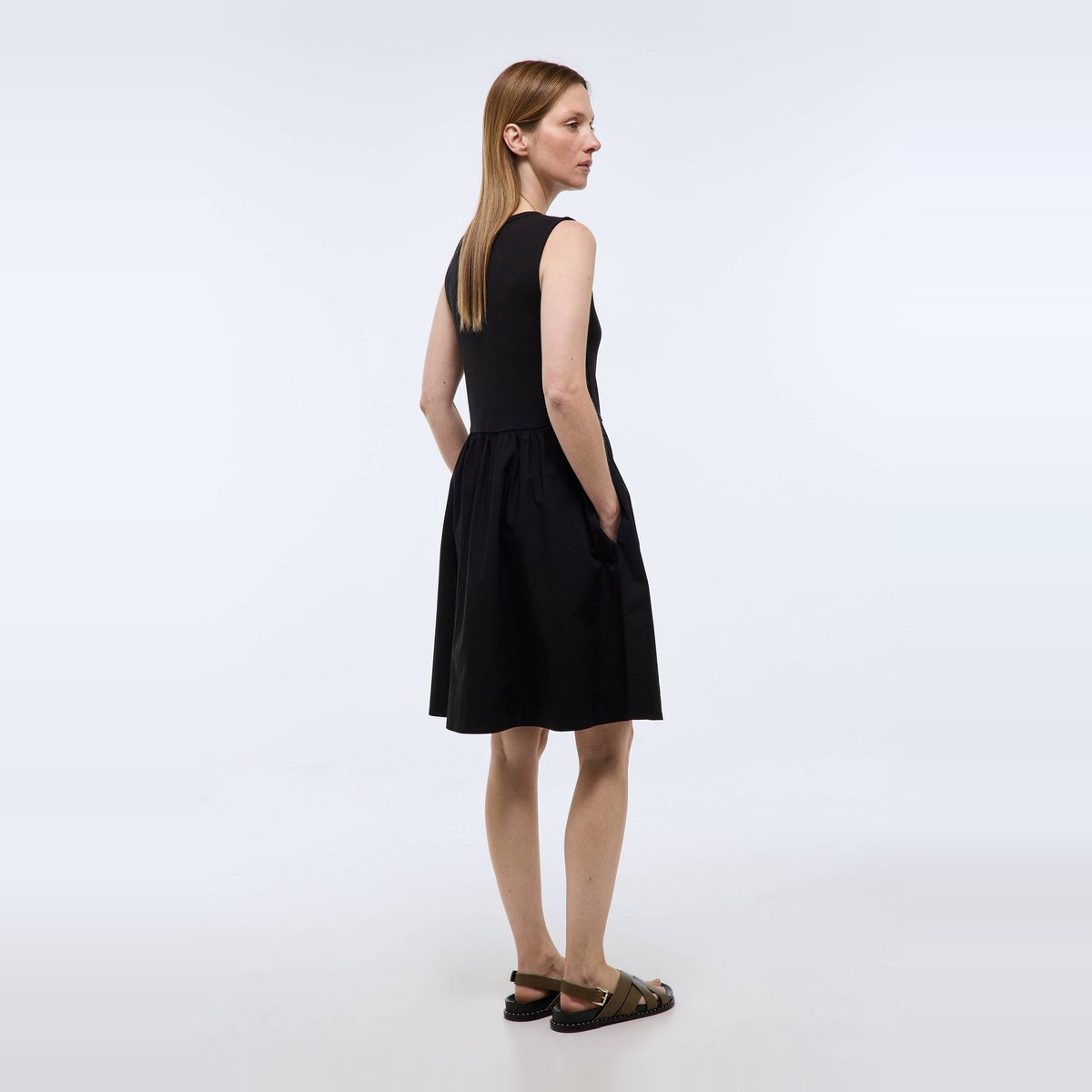 Robe débardeur courte en coton noir, MONOPRIX