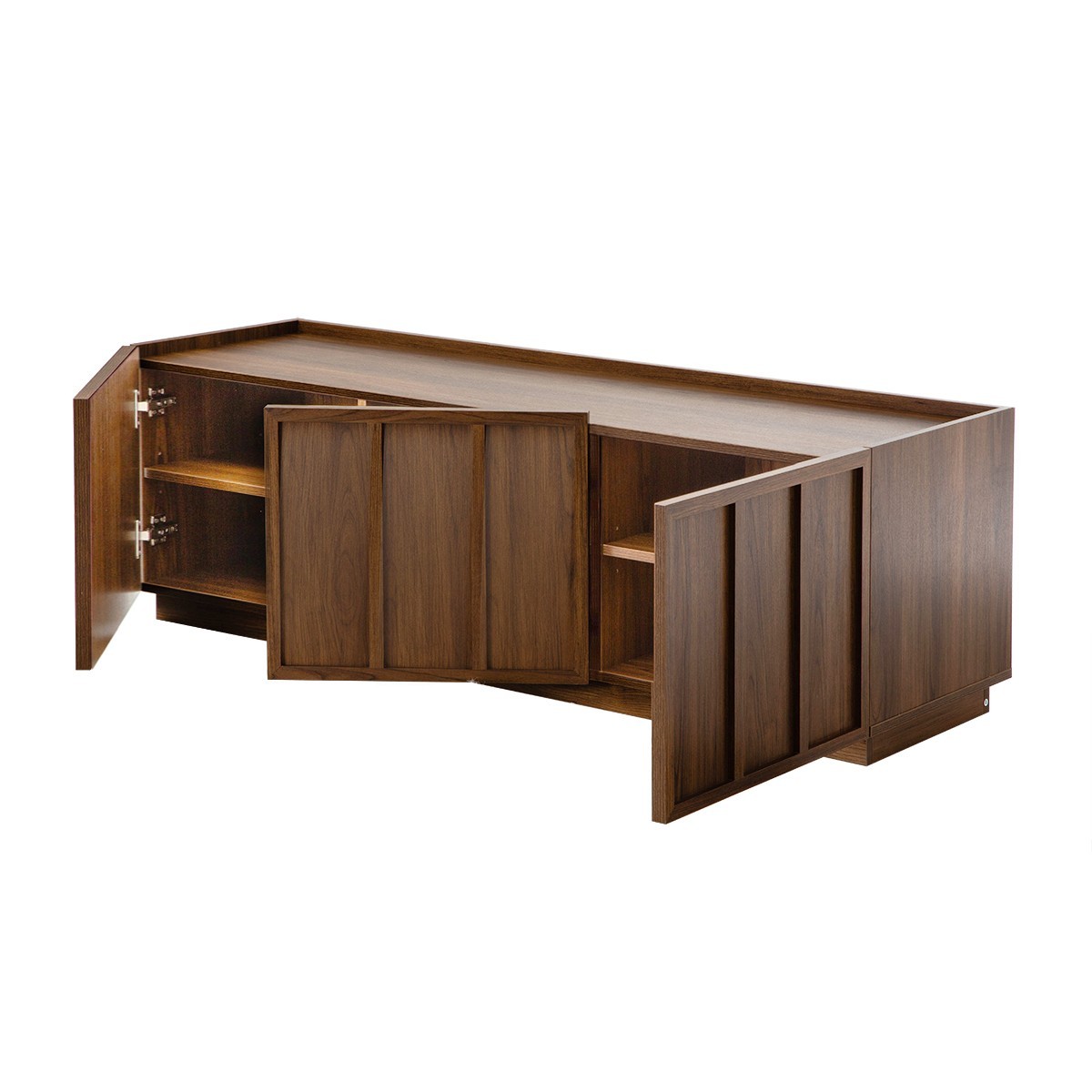 Meuble TV 3 portes - ABEL bois foncé, CALICOSY