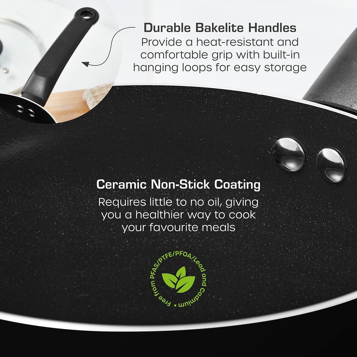 3-Piece Townhouse Saucepan Set black, SWAN