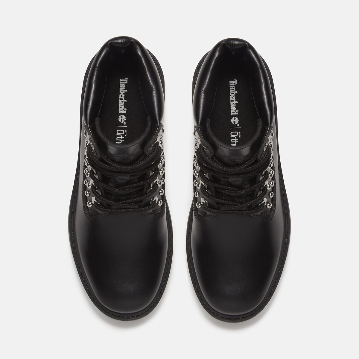 Stivaletti con zeppa e lacci, in pelle, con borchie, STONE STREET MID 6 INCH LACE nero , TIMBERLAND