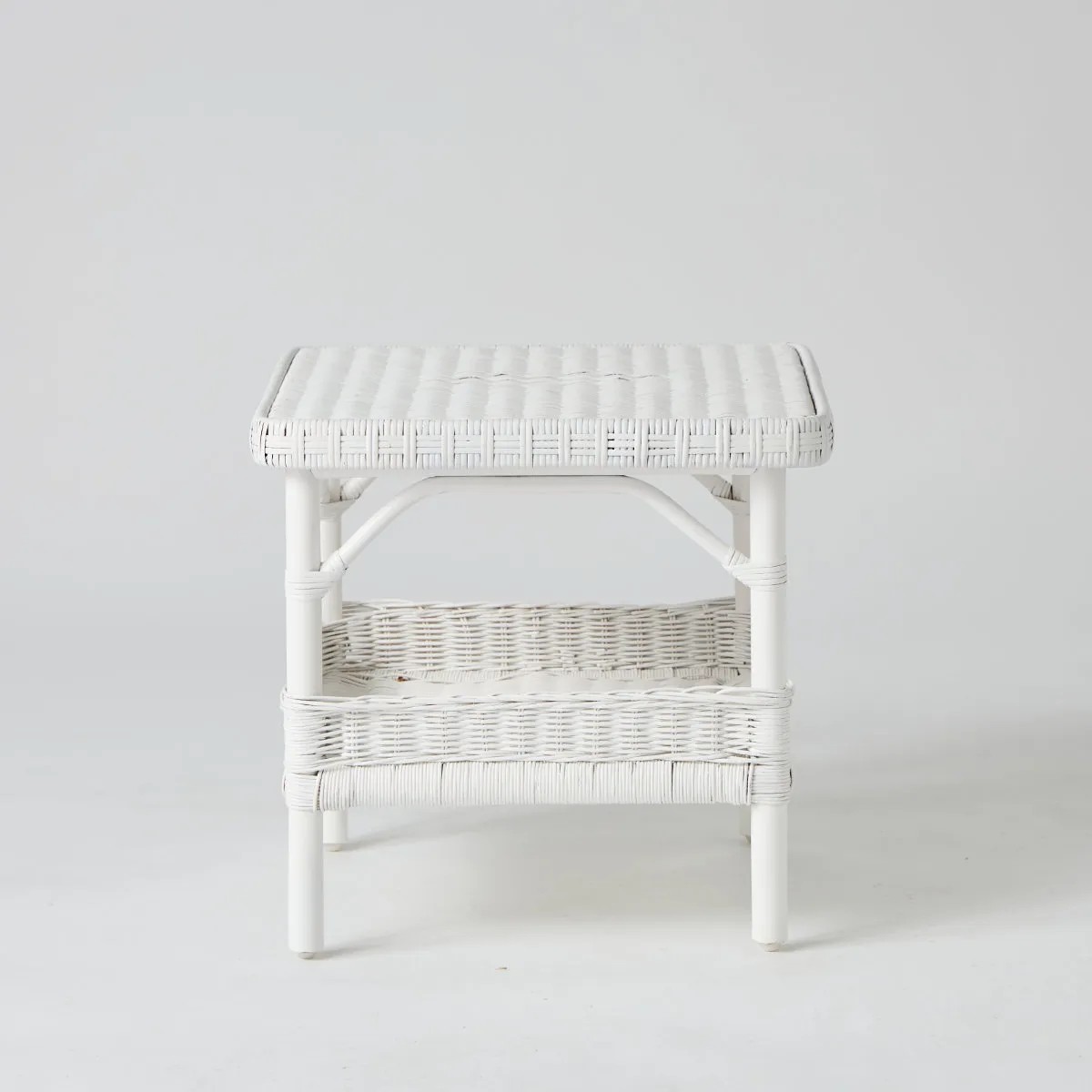 Table basse en rotin carrée PRIMAVERA blanc, KOK