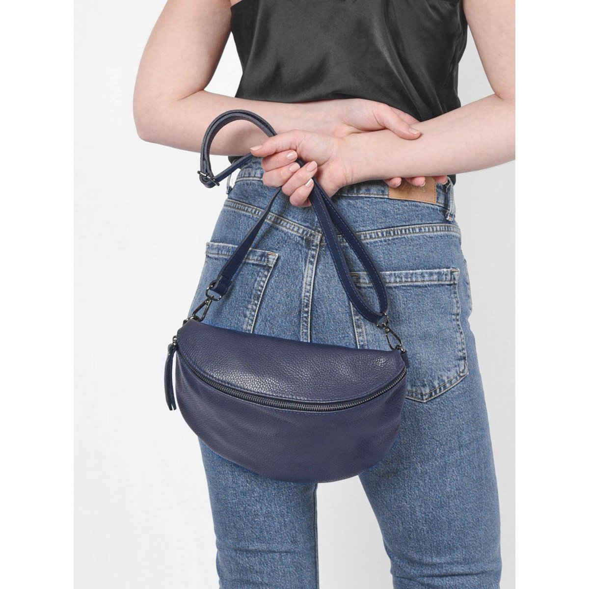 Sac banane Caviar cuir blu, MILANO