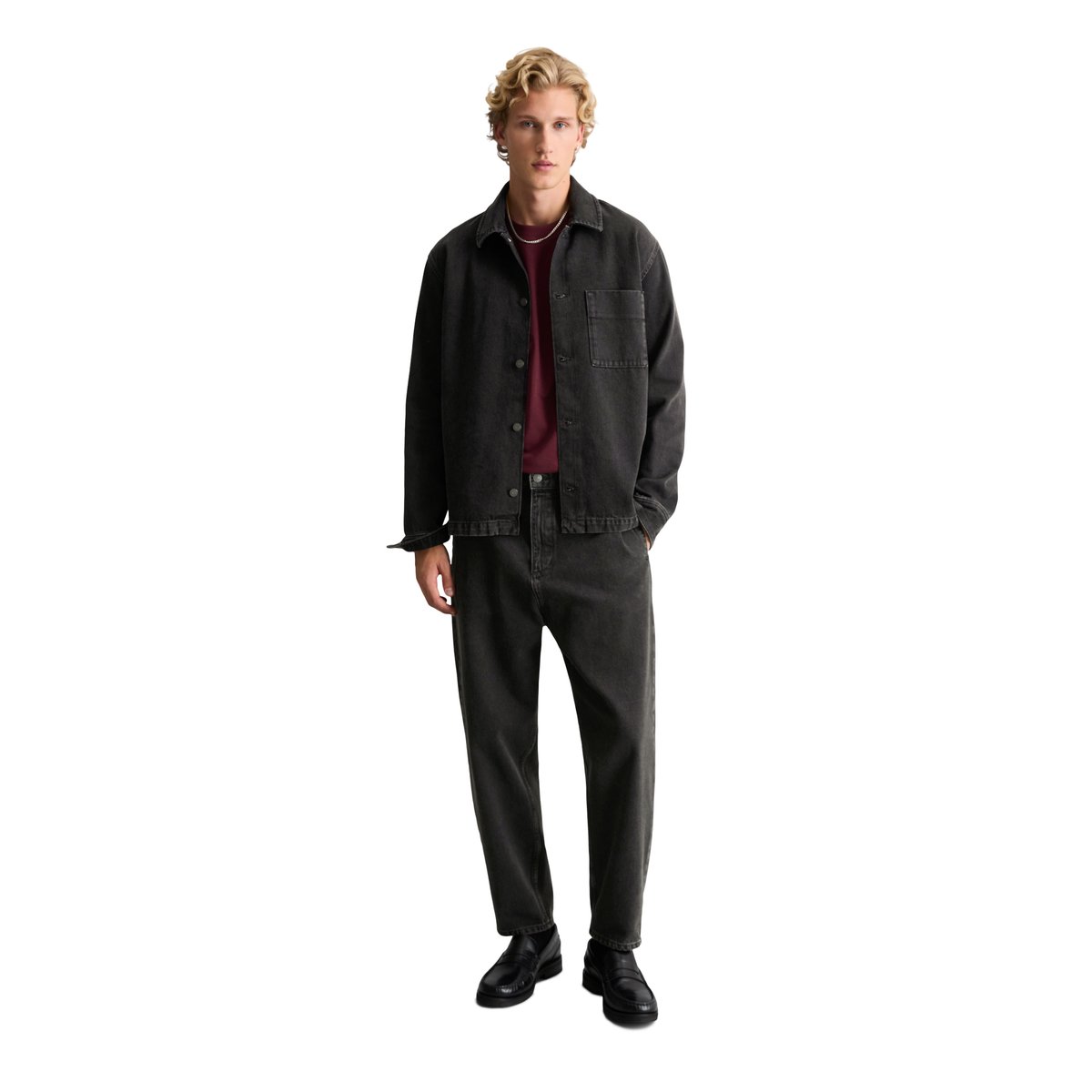 Surchemise en denim, coupe classique en pur coton biologique noir, MARC O’POLO DENIM