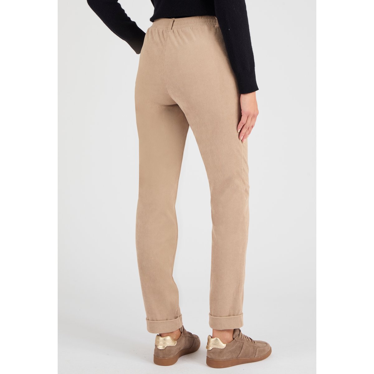 Pantalon velours milleraies enfilable marron taupe, DAMART