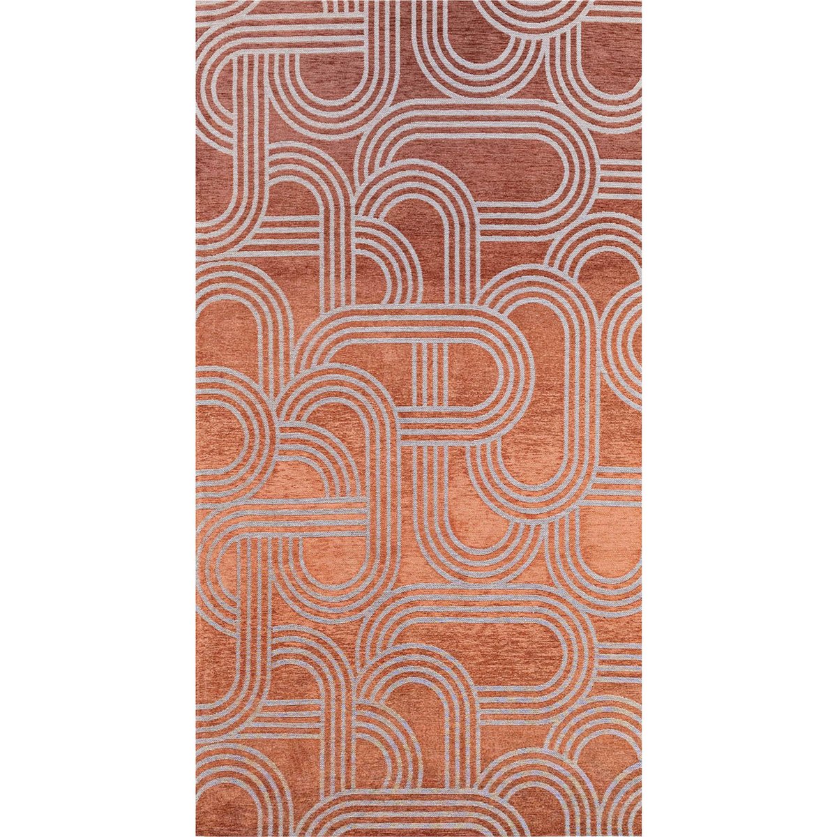 Tapis intérieur extérieur, DISCO rouge terracotta à motif gris clair, RECOLLECTION