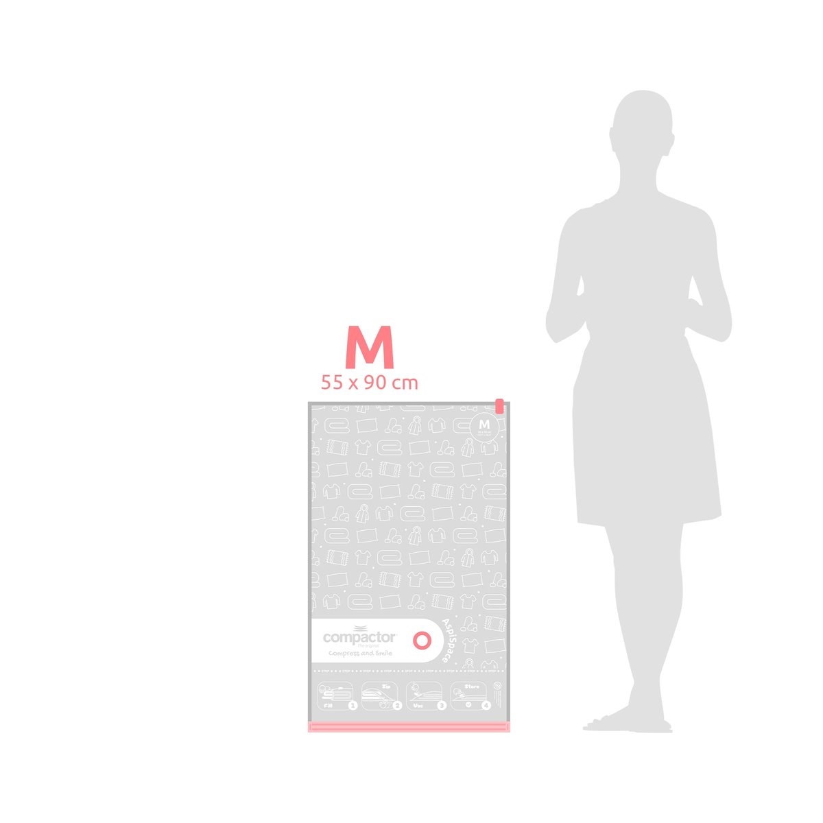 COMPACTOR - Lot 3 sacs rangement sous vide ASPISPACE - 55 x 0 x H.90 cm - Transparent transparent, COMPACTOR